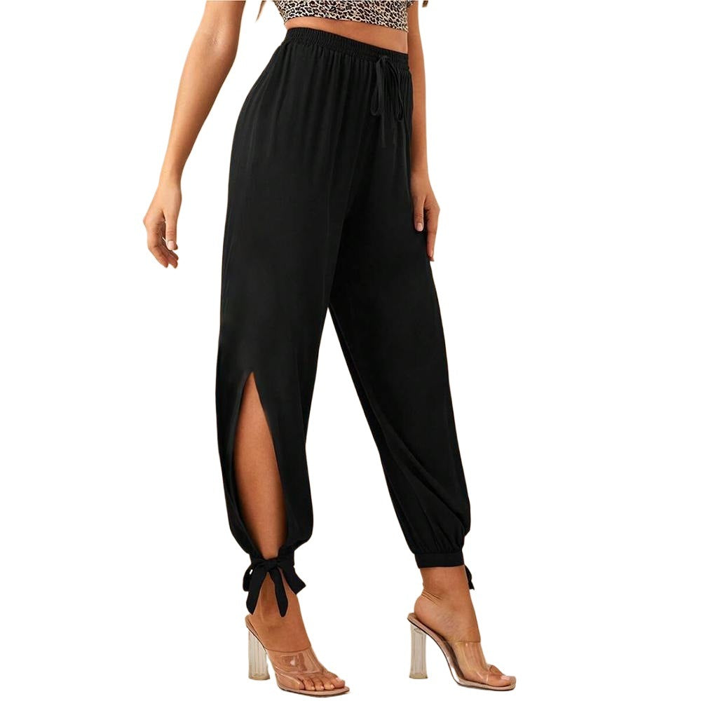Damen Hose mit Seitenschlitzen und Kordelzug Eveloria