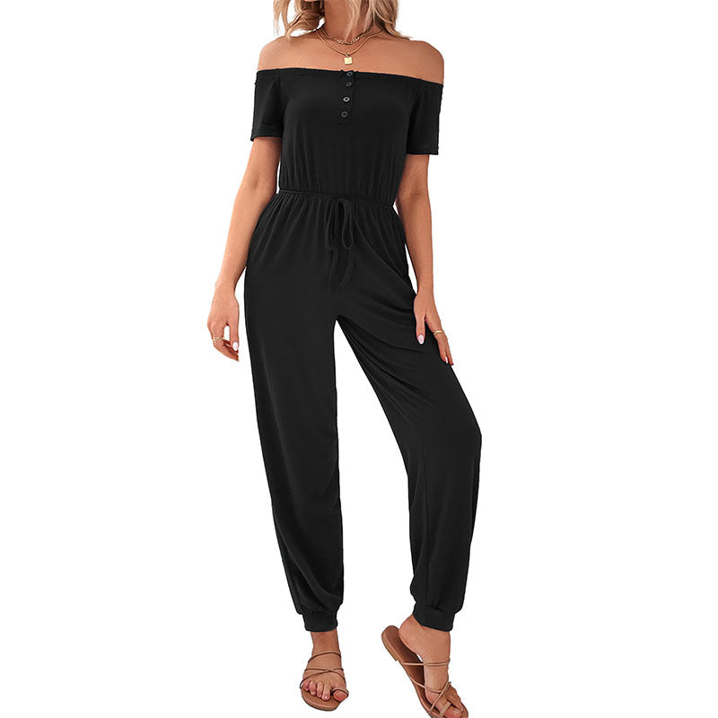 Damen Overall Schulterfrei Elastisch