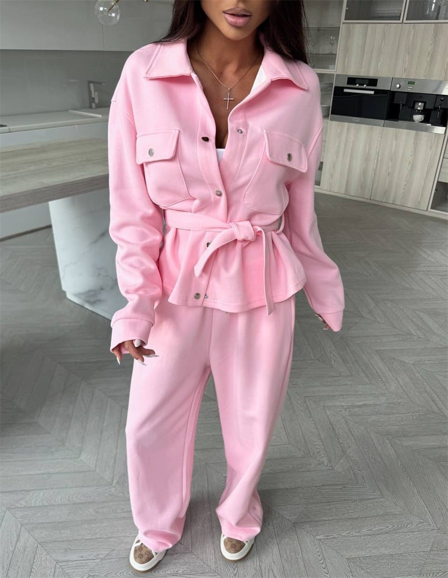 Damen Loungewear-Set Taillierter Blazer Weite Hose Eveloria