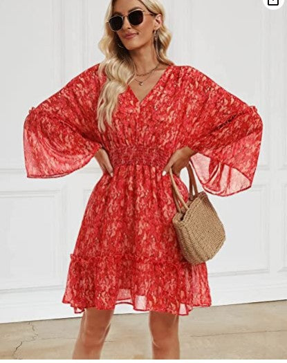 Damen Freizeitkleid Floralmuster Leicht