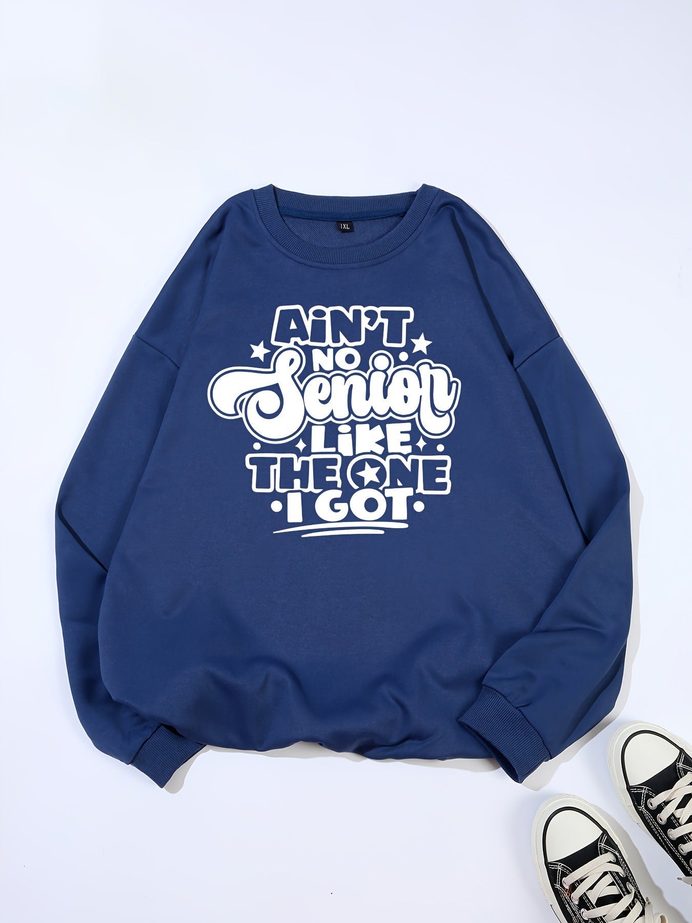 Damen Sweatshirt Lässiges Spruchdesign Grau Eveloria