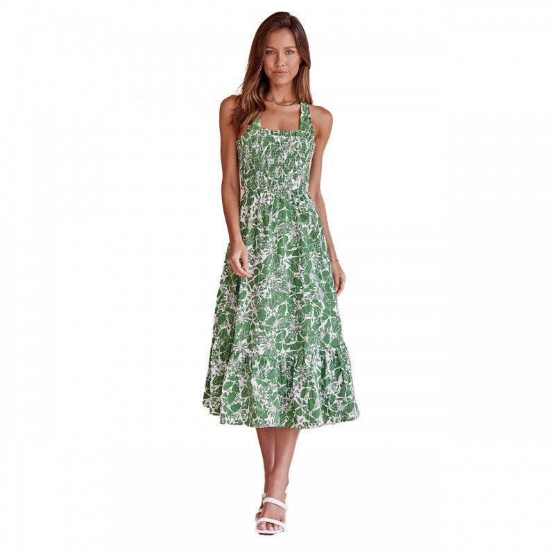 Damen Maxikleid Florales Design Elastisch