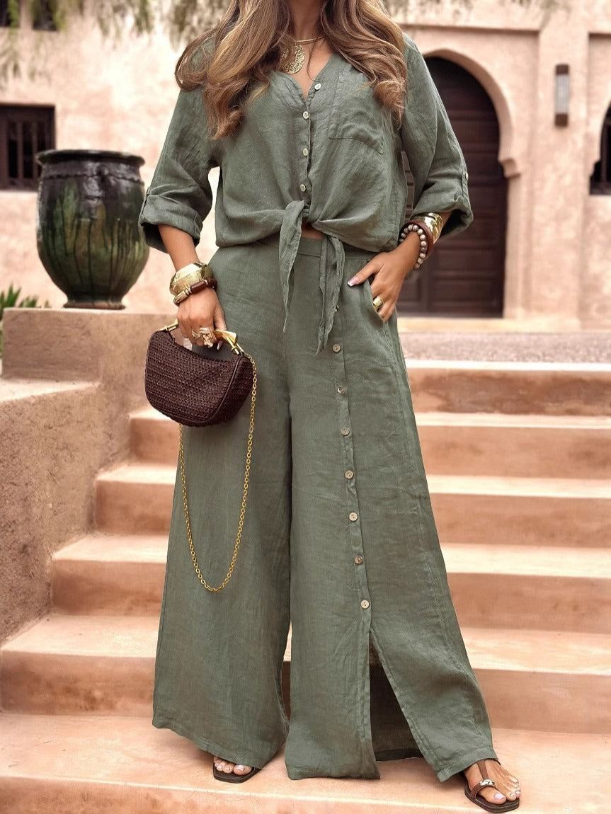Damen Lässiges Hemd und Hose Set Eveloria