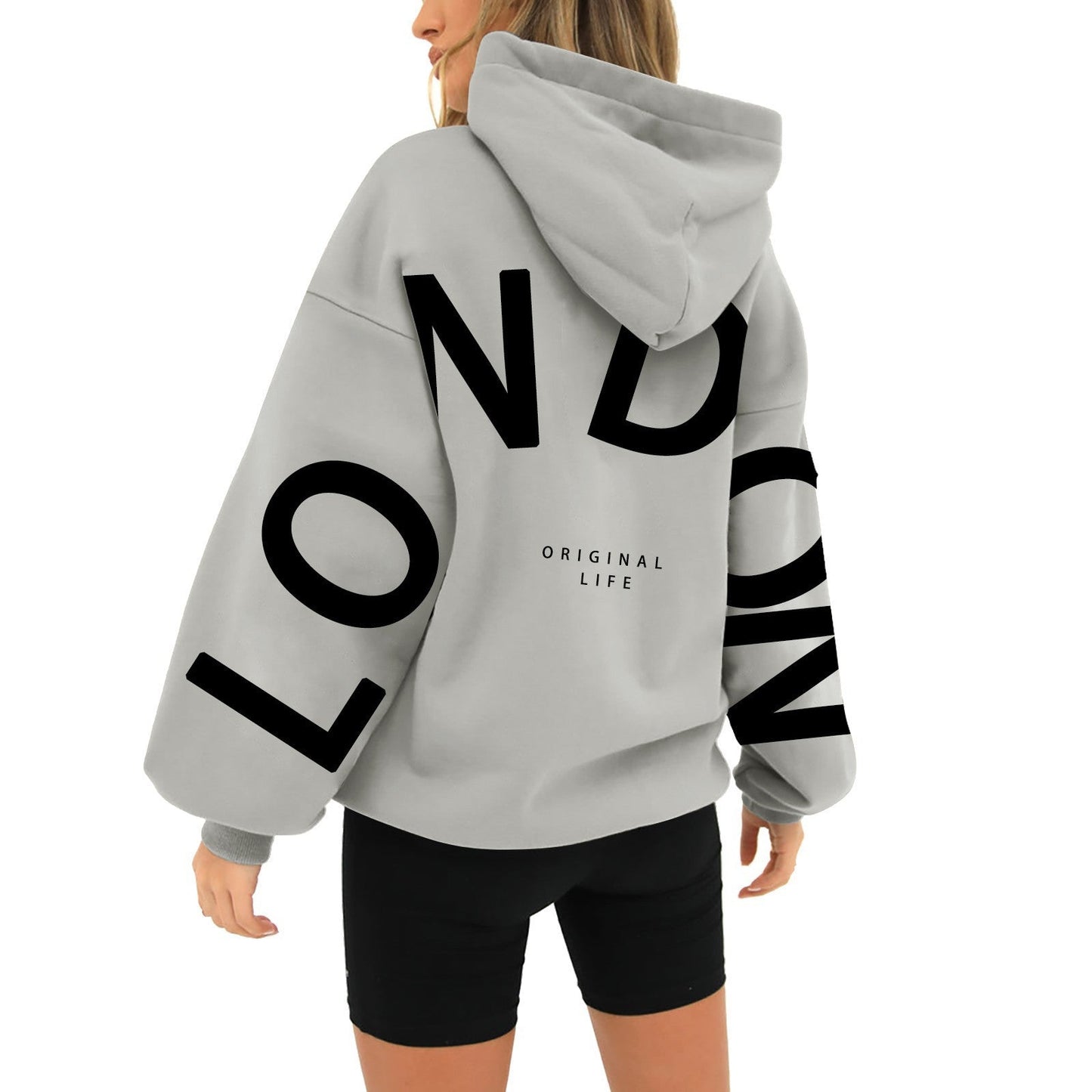 Damen Oversized Hoodie London-Print Trendig Eveloria