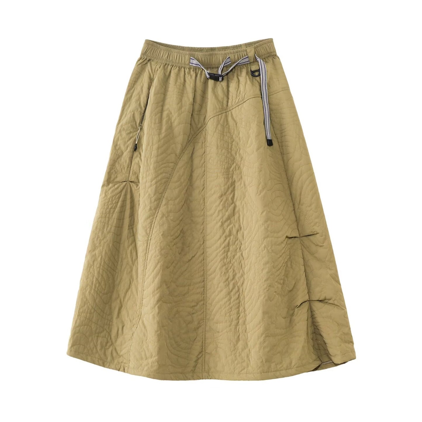 Damen Midirock Gummizug Seitentaschen Eveloria