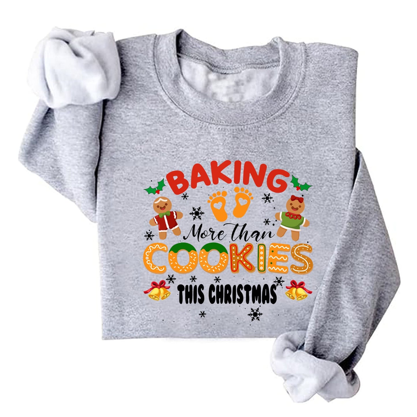Damen Sweatshirt Weiches Fleece Weihnachtsdruck Grün