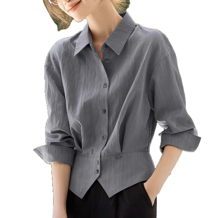 Damen Oversized Bluse mit Taillengürtel