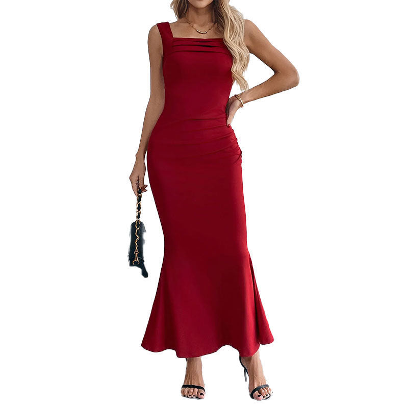 Damen Maxikleid Figurbetont U-Ausschnitt Elegantes Design Eveloria