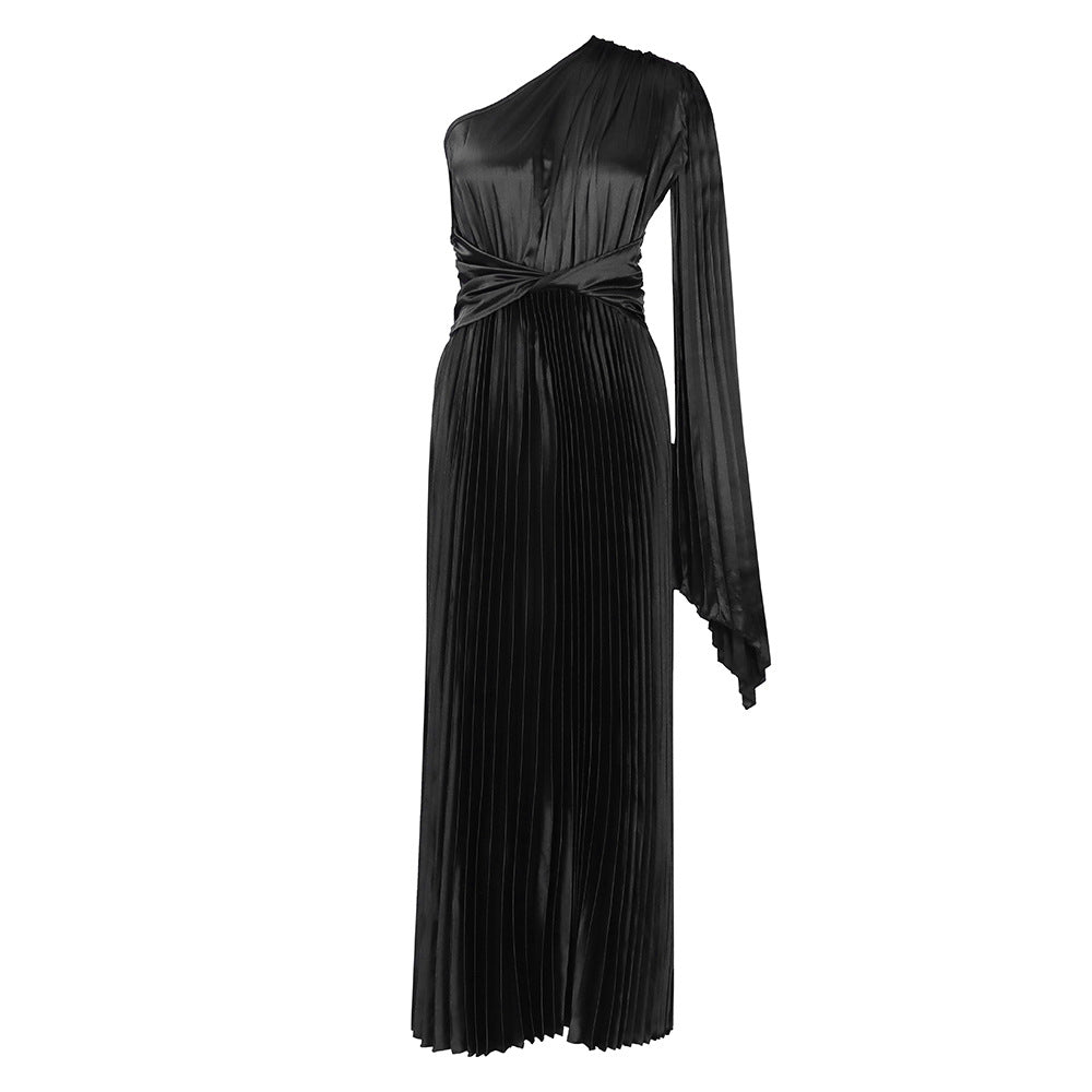 Damen Maxikleid Asymmetrisch Tailliert Wickeloptik Eveloria