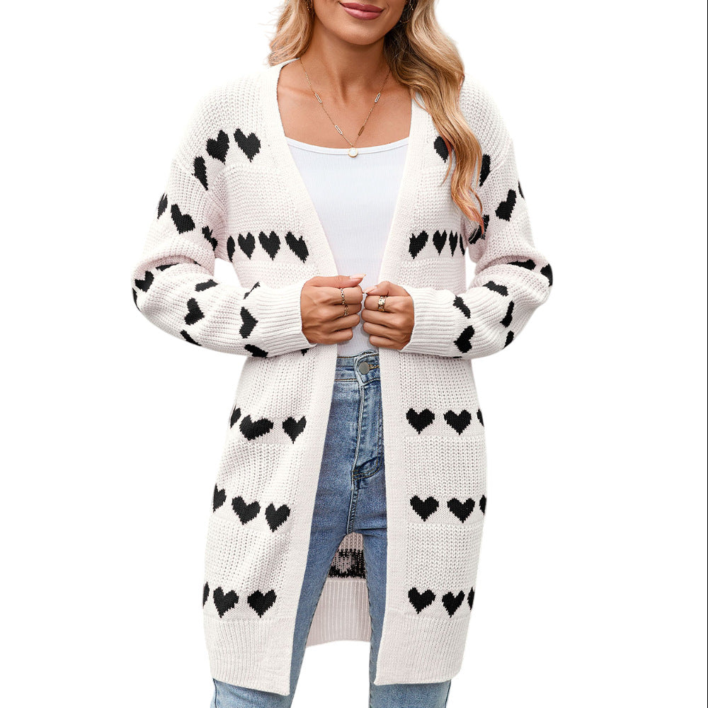 Damen Strickjacke Herz-Muster Eveloria