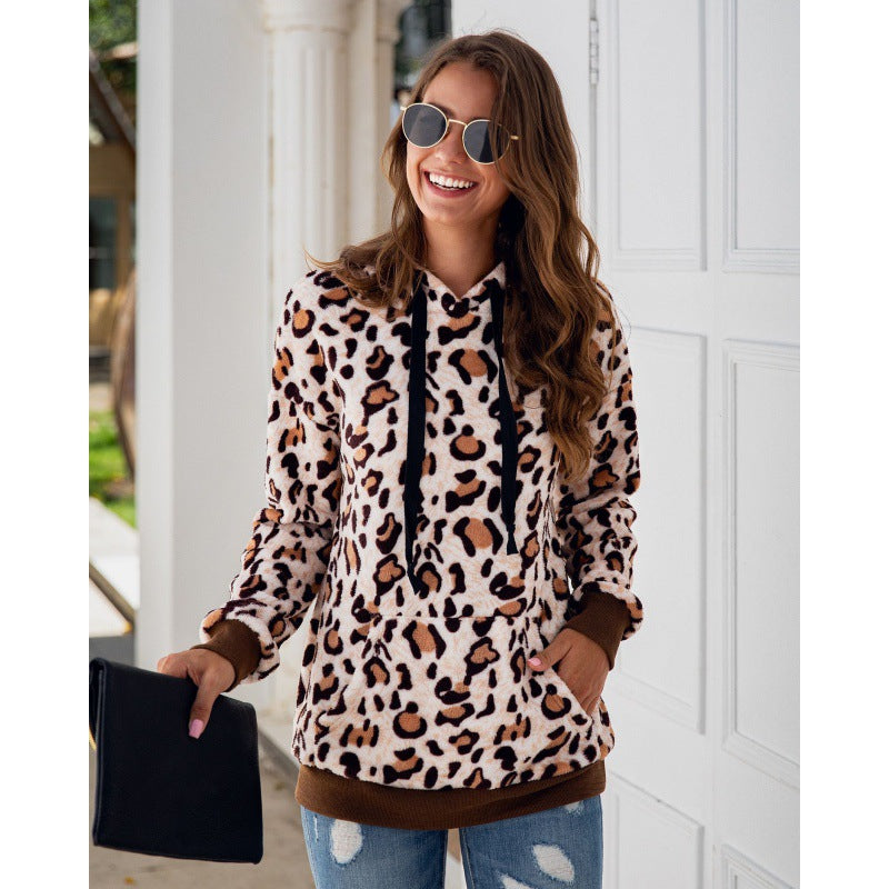 Damen Kapuzenpullover Leopardenmuster Eveloria