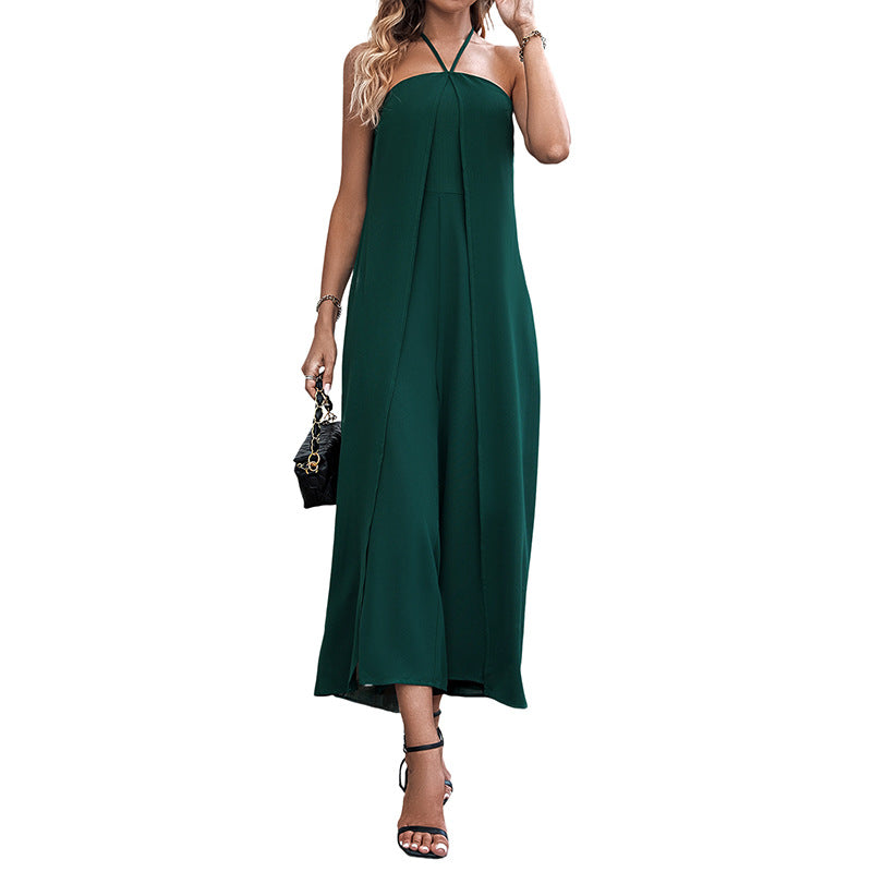 Damen Jumpsuit Trägerlos Weit Schnitt Eveloria