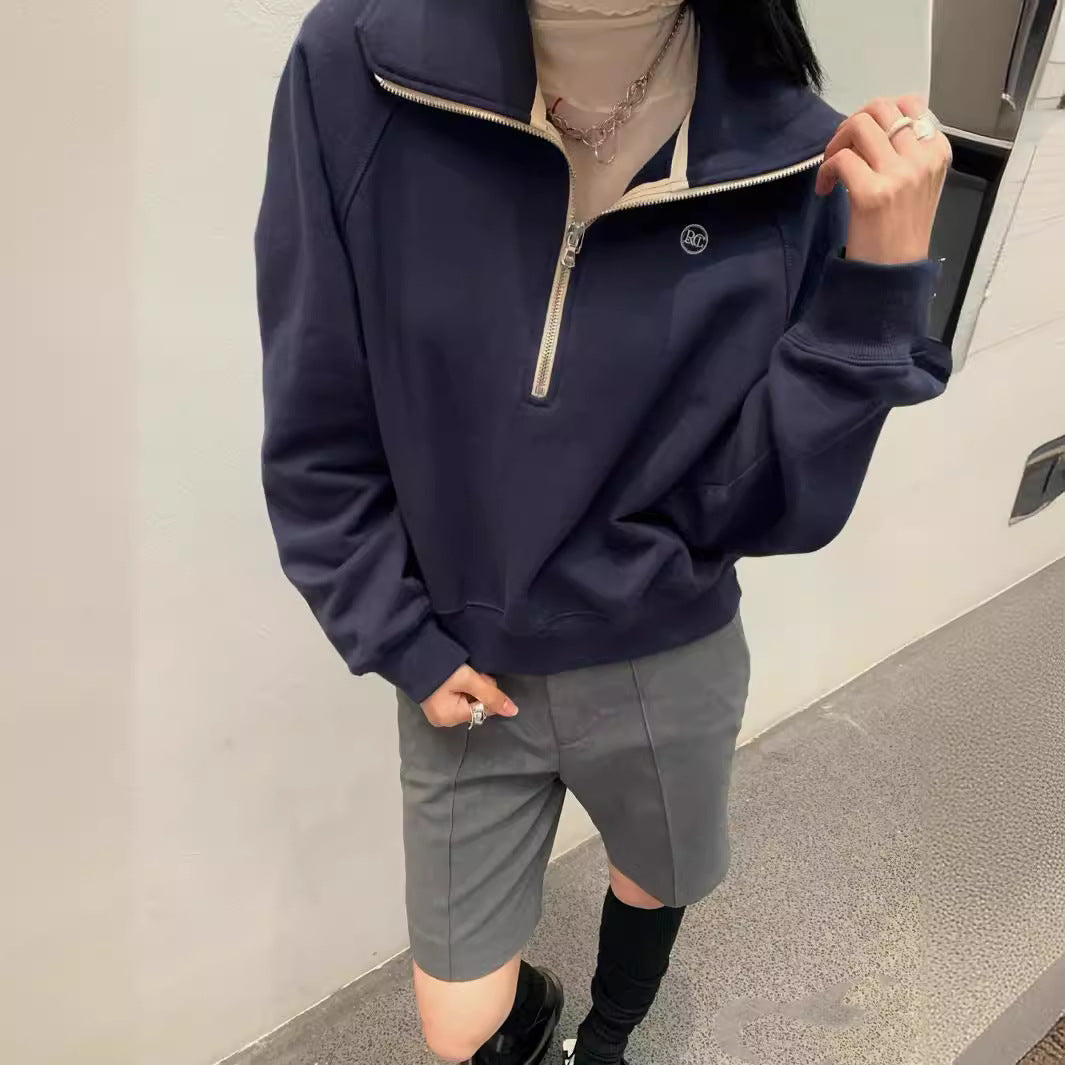 Damen Kapuzensweater Halbreißverschluss Eveloria