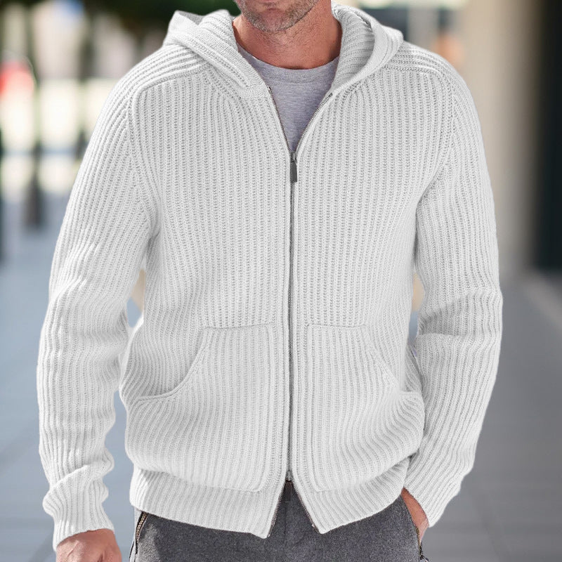 Herren Strickjacke Kapuze Praktische Taschen Bequem