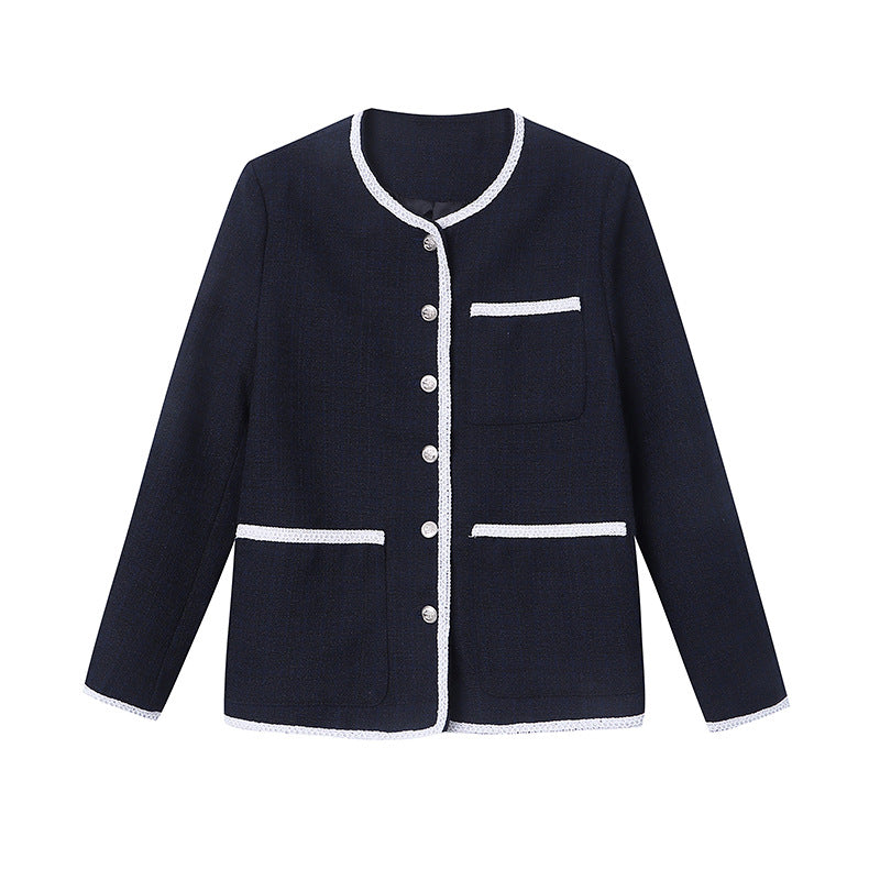 Damen Blazerjacke mit Dekorativen Knöpfen und Kontrasttaschen