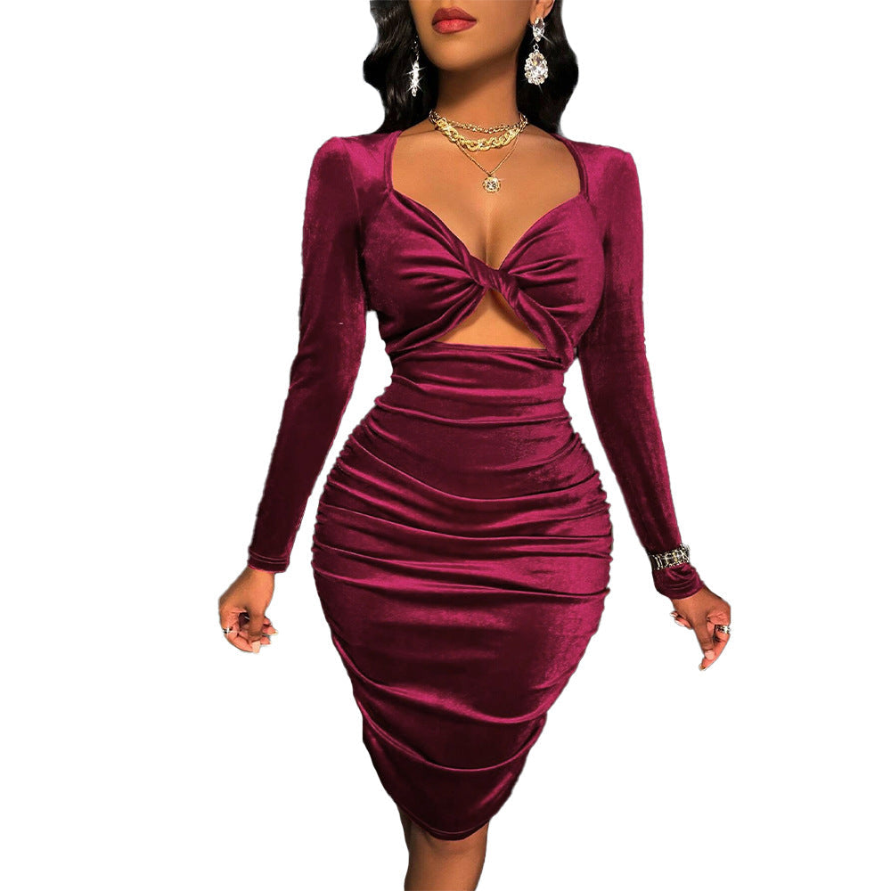 Damen Wickelkleid V-Ausschnitt Cut-Out-Details Elegantes es
