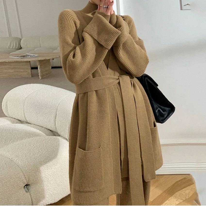 Damen Strickensemble Weit Schnitt Luxusmaterial