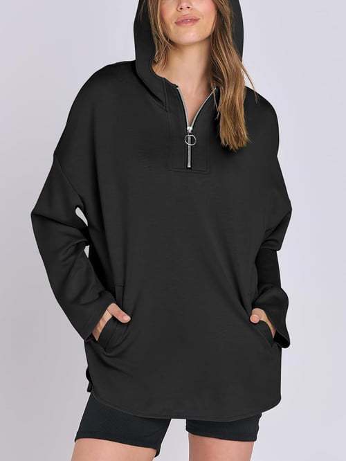Damen Hoodie Halbzipp lockerer Schnitt Eveloria
