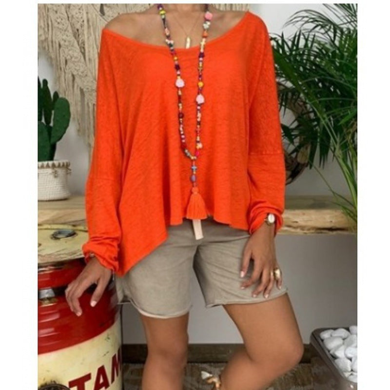 Damen Oversize-Shirt mit V-Ausschnitt und langen Ärmeln