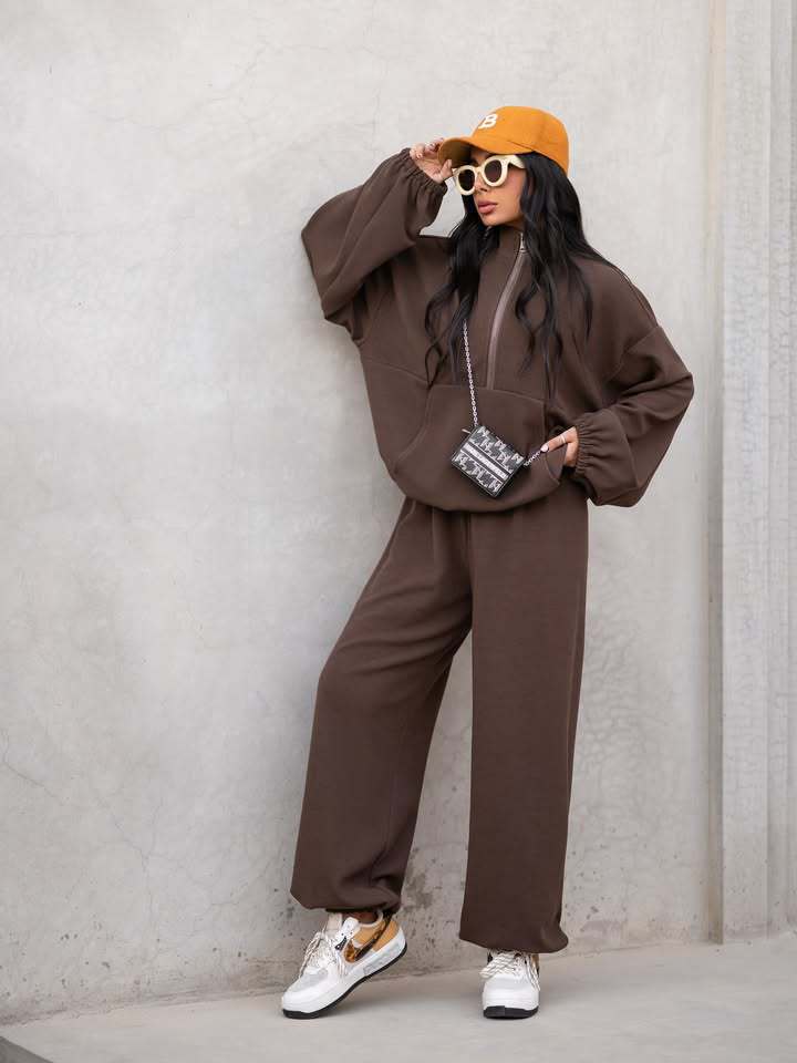 Damen Sweat-Anzug Elastisch Hochkragen Eveloria