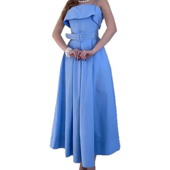 Damen Maxikleid Träger Tailliert Eveloria