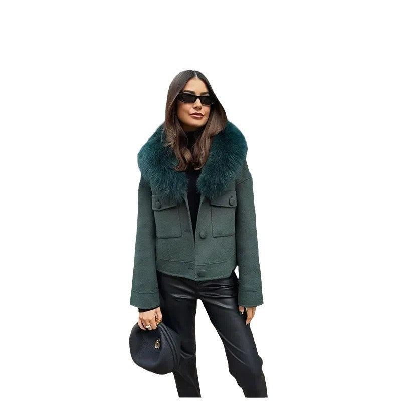 Damen Winterjacke Abnehmbarer Kunstfellkragen Eveloria