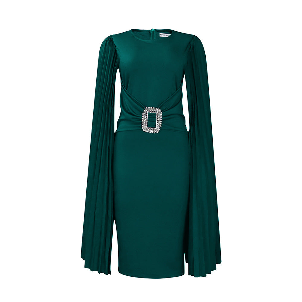 Eveloria Damen Abendkleid Figurbetont Rüschen Glitzer Gürtel