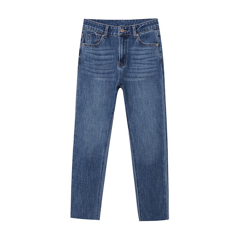 Damen High-Waist Jeans Slim-Fit Dunkelblau Eveloria