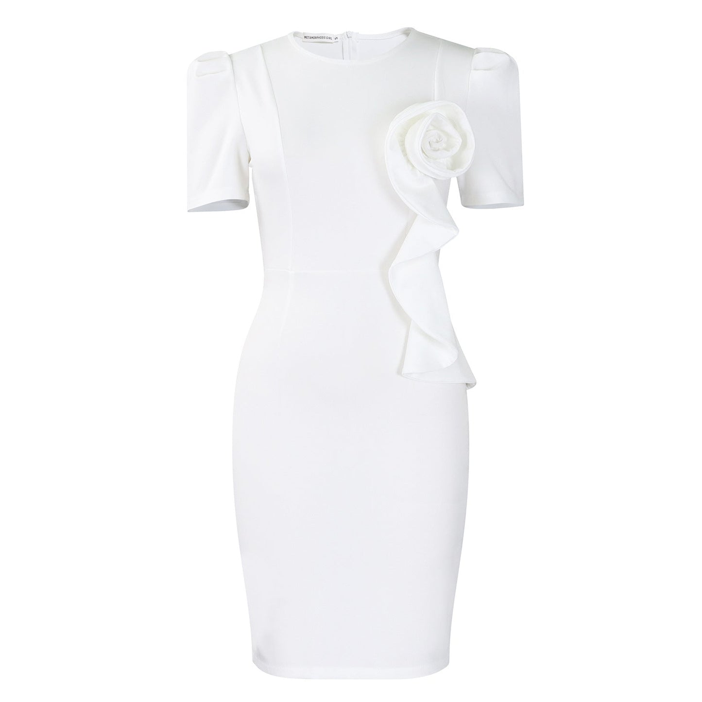 Damen Kleid Figurbetont Rüschenapplikation Eveloria
