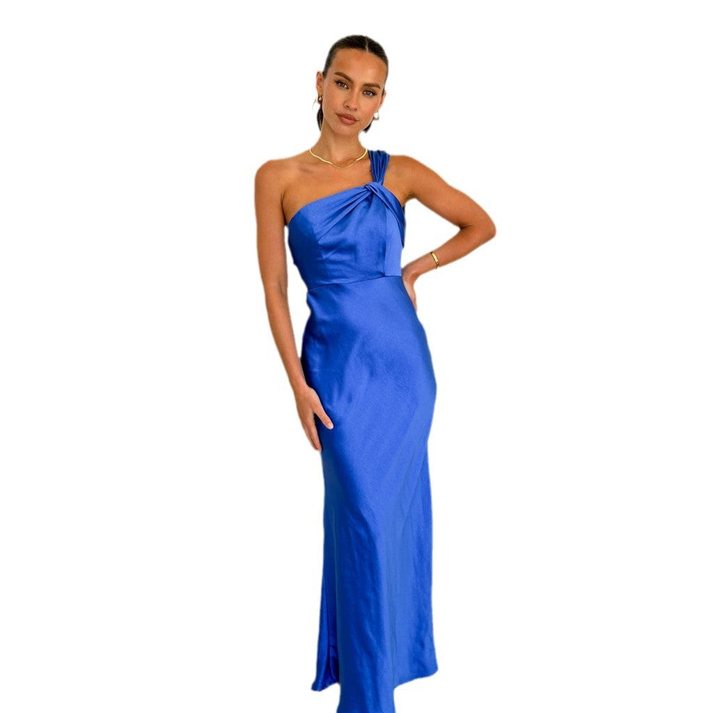 Damen Abendkleid Asymmetrischer Träger Eveloria