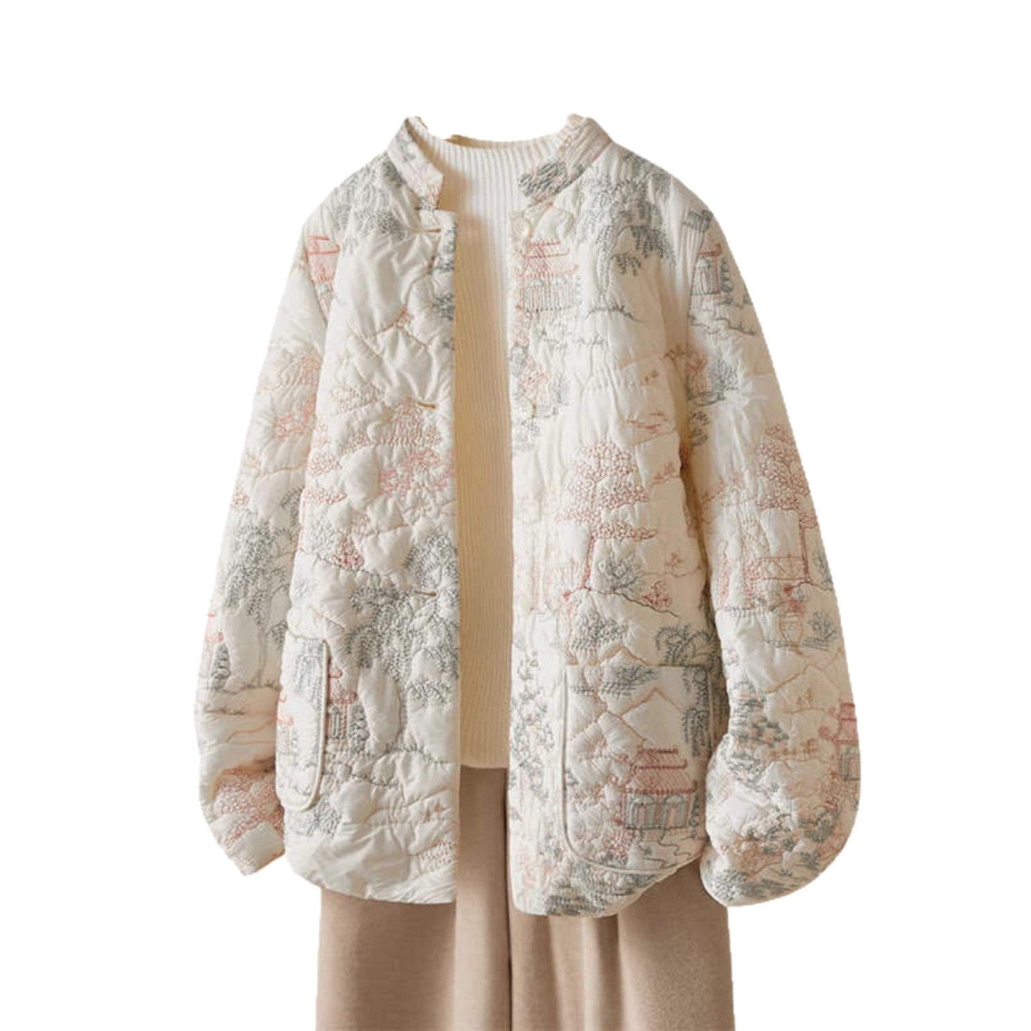 Damen Leichte Steppjacke mit Stickereien Eveloria