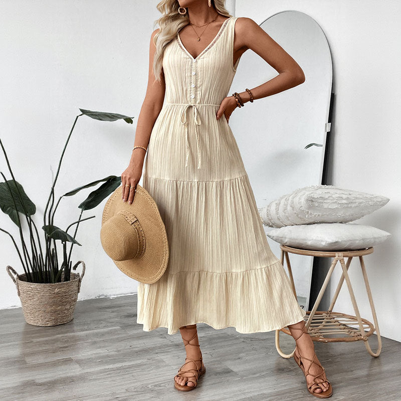 Damen Maxikleid Elastisch Rüschendetails Eveloria