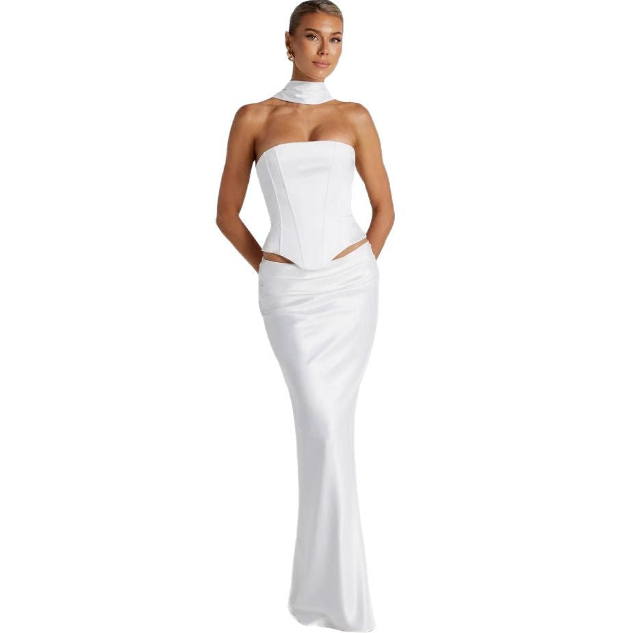 Damen Hochzeitskleid Schulterfrei Elegant Taillenverband
