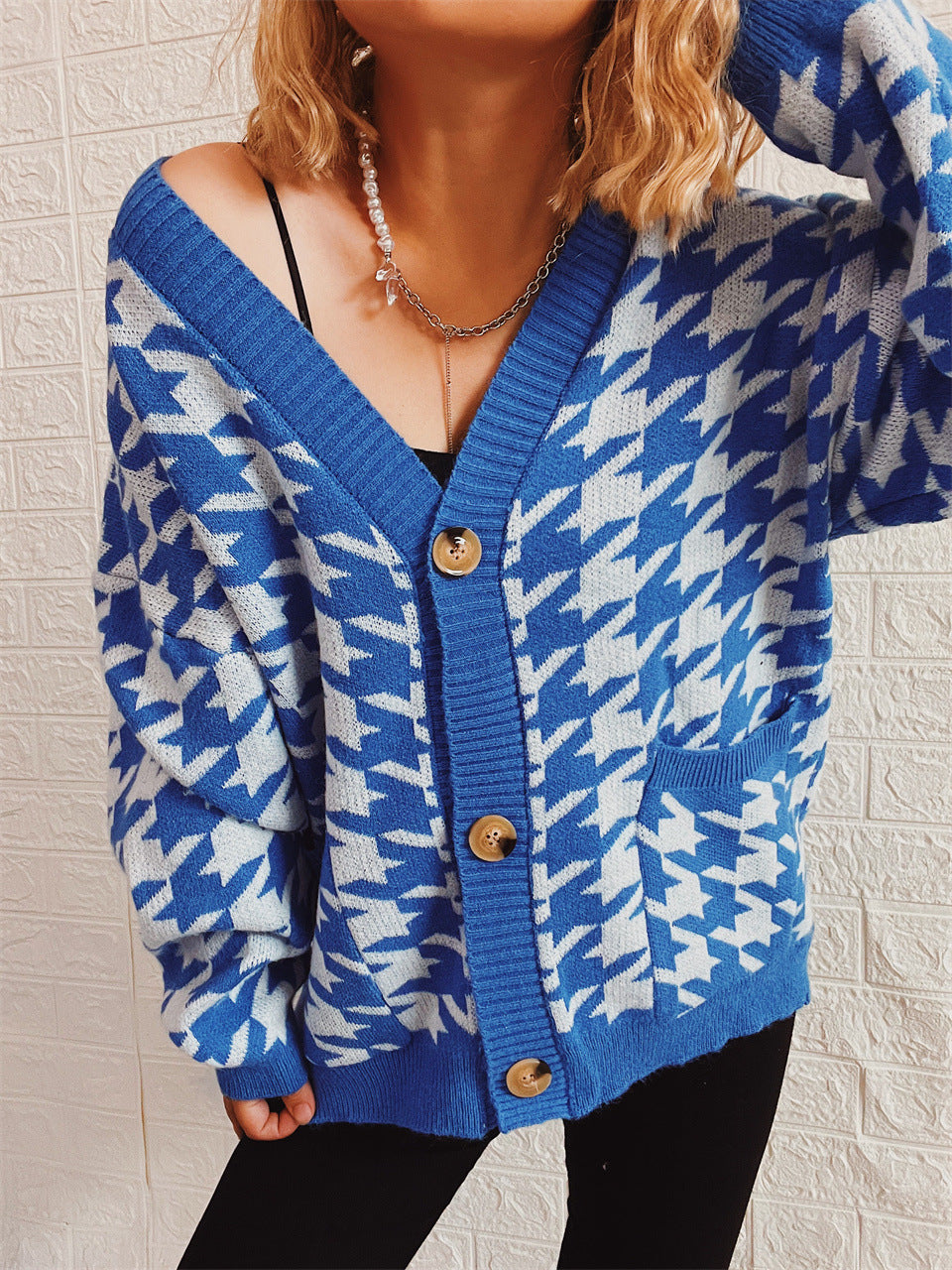 Damen Strickjacke Hundemuster Modern Eveloria