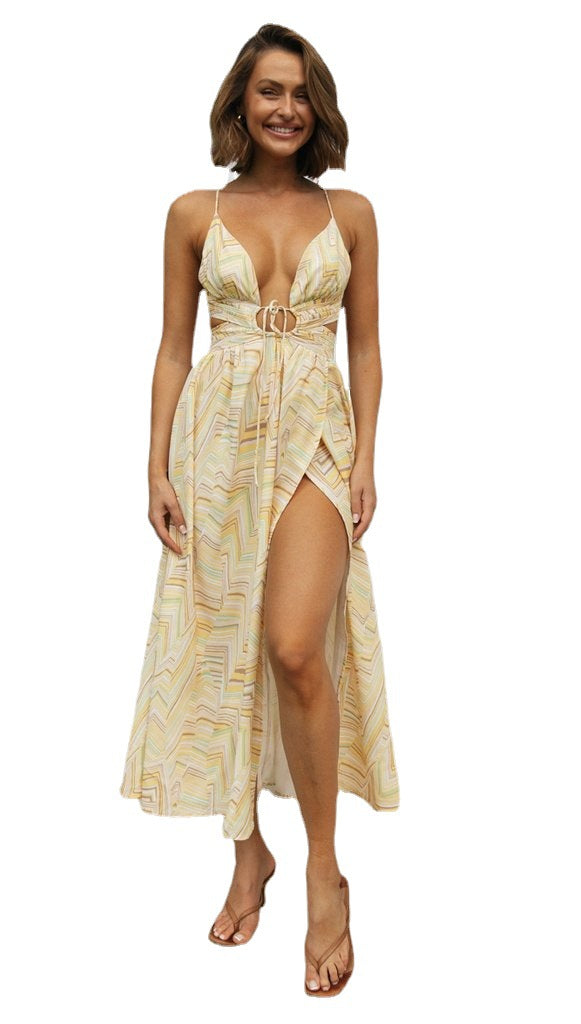 Damen Maxi-Kleid Raffiniertes Knotendetail Hochschlitz