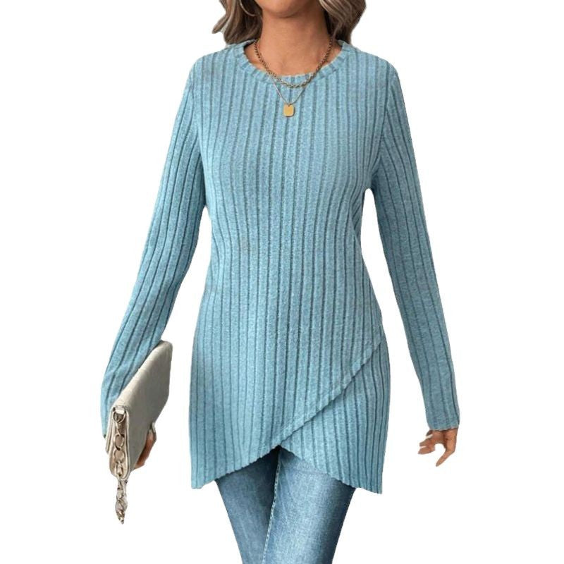 Damen Tunika-Shirt Langärmlig Wickeldesign Eveloria