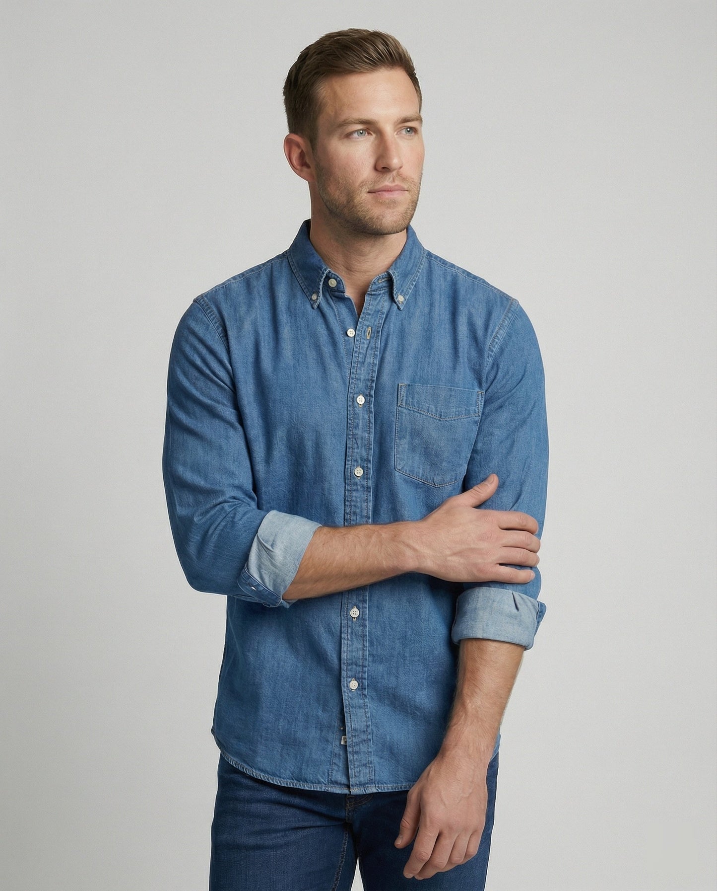 Herren Langarmhemd aus Jeans Regular Fit