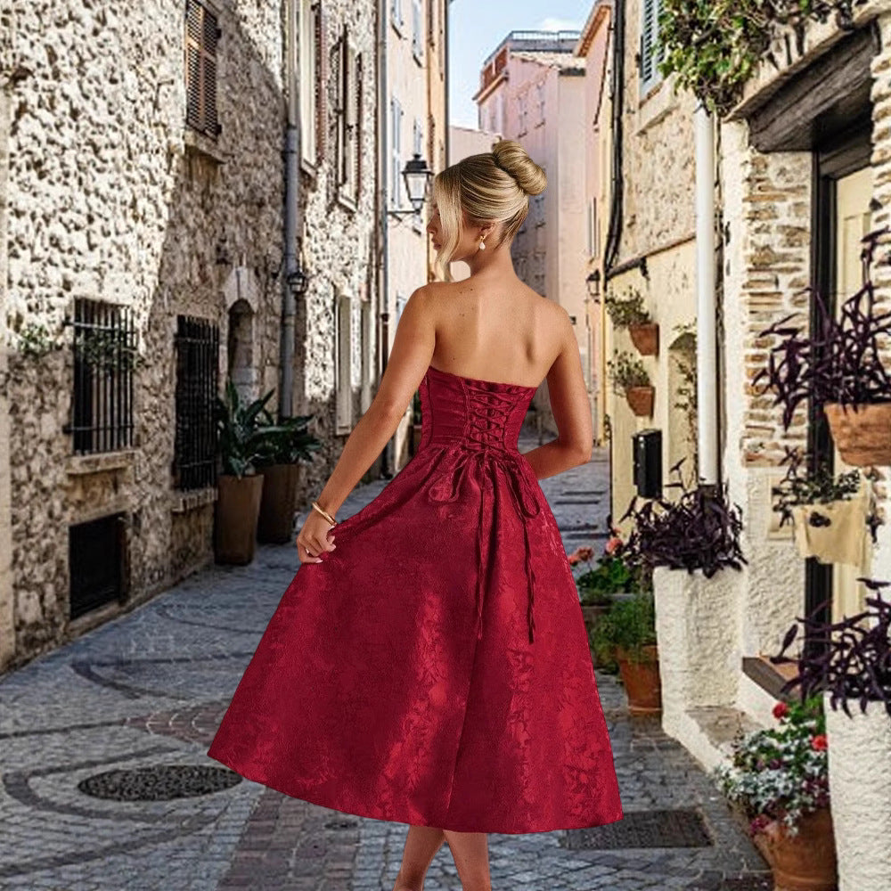Damen Cocktailkleid mit Bustier-Oberteil und schwingendem Rock
