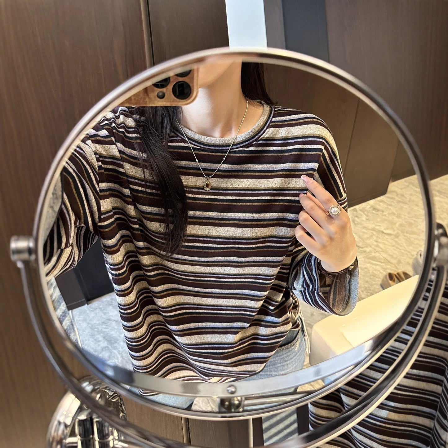 Damen Longsleeve-Shirt Gestreift Eveloria - Eveloria