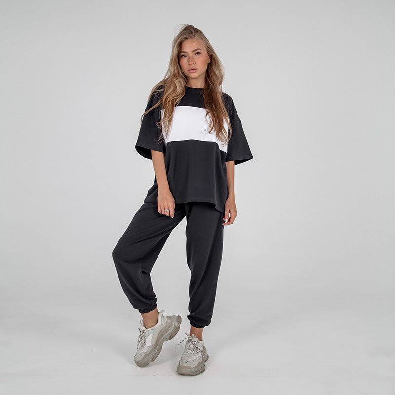 Damen Sportanzug Oversized Shirt Jogginghose Bequem Eveloria