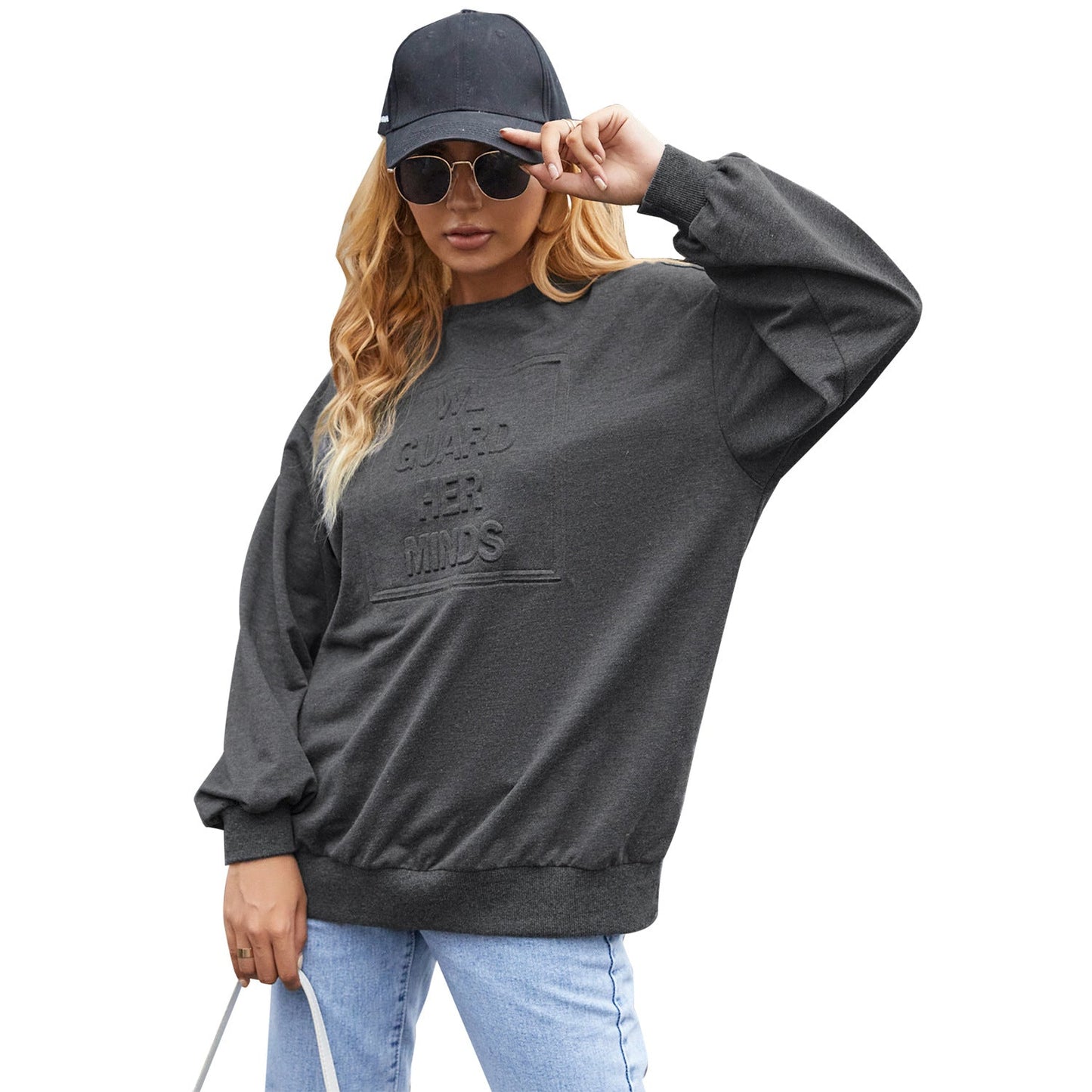 Damen Sweatshirt Rundhalsausschnitt mit Schriftzug Eveloria