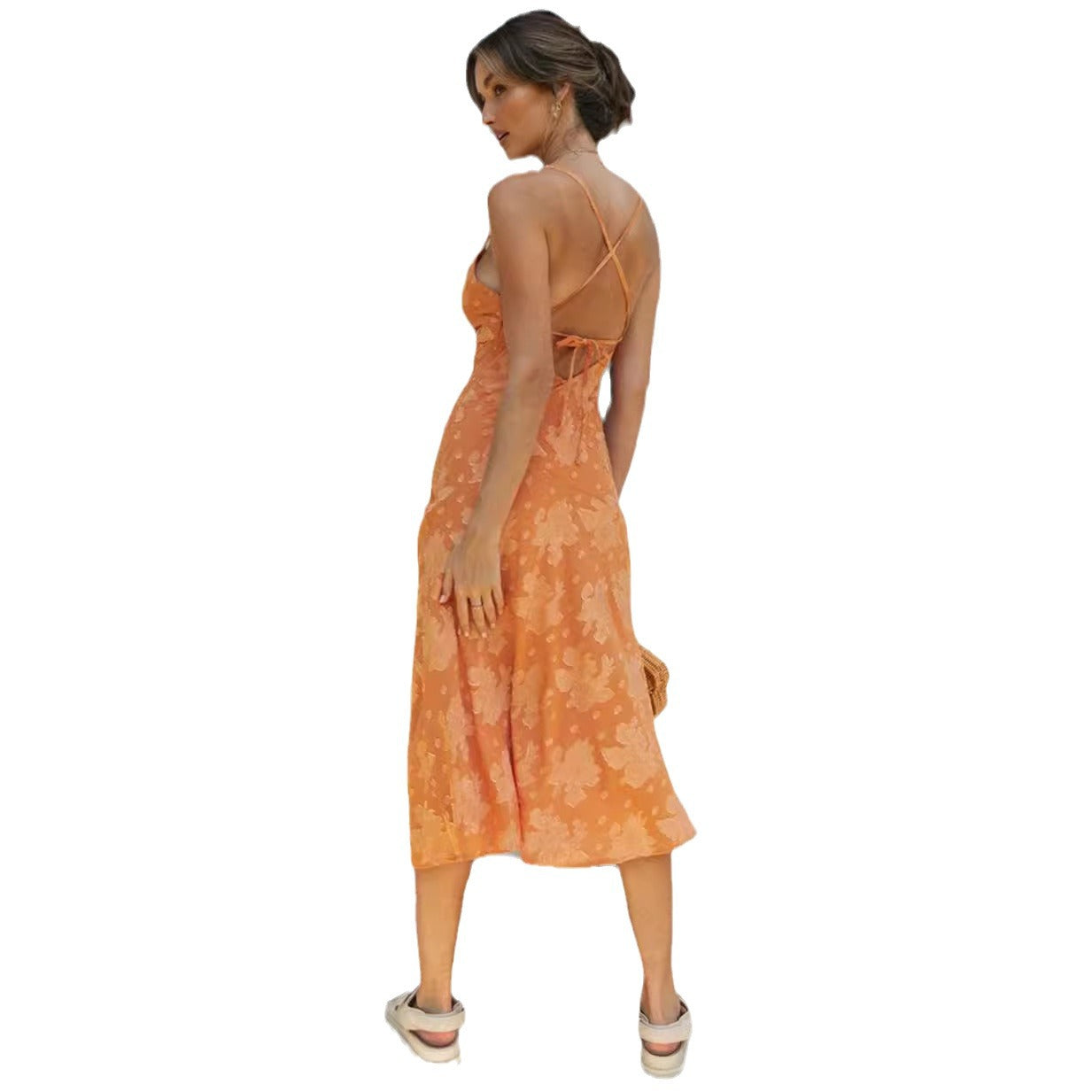 Damen Satin Maxikleid Elegantes Design Seitenschlitz