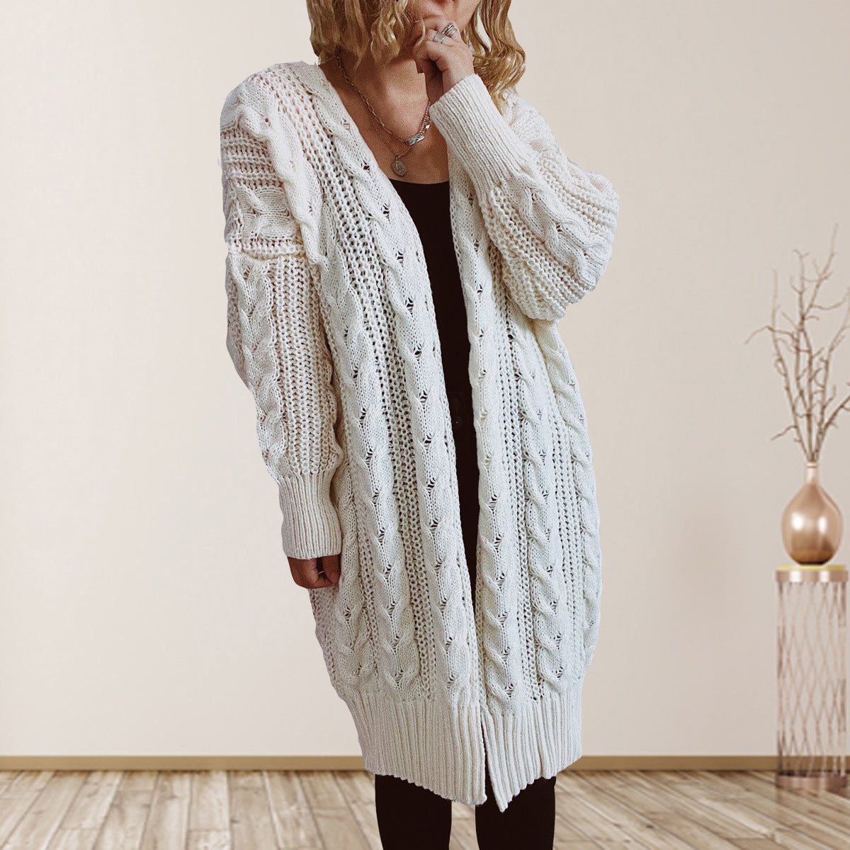 Damen Strickjacke Oversized Lässig Eveloria