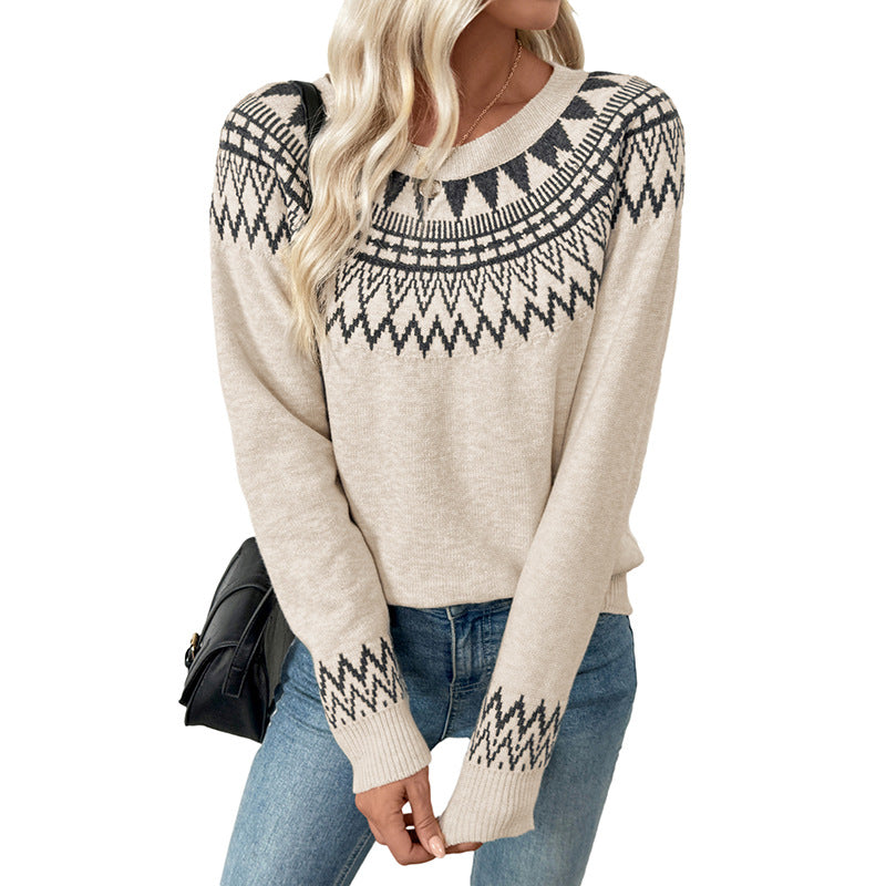 Damen Strickpullover Grafisches Muster Lässiger Schnitt