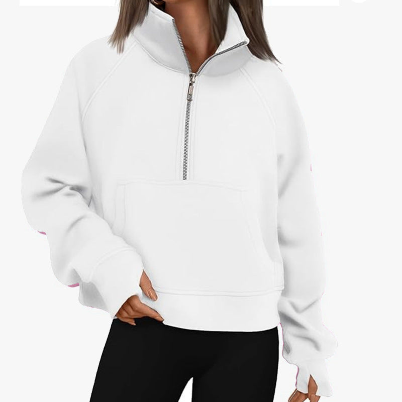 Damen Hoodie Sportlich Hoher Kragen Eveloria