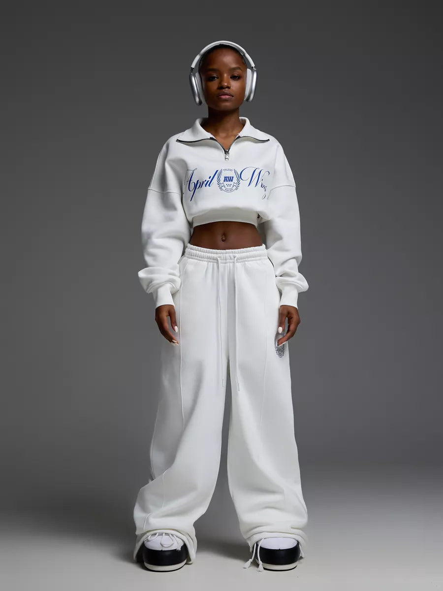 Damen Cropped Sweatshirt Hochkragen Bequem Grau Eveloria