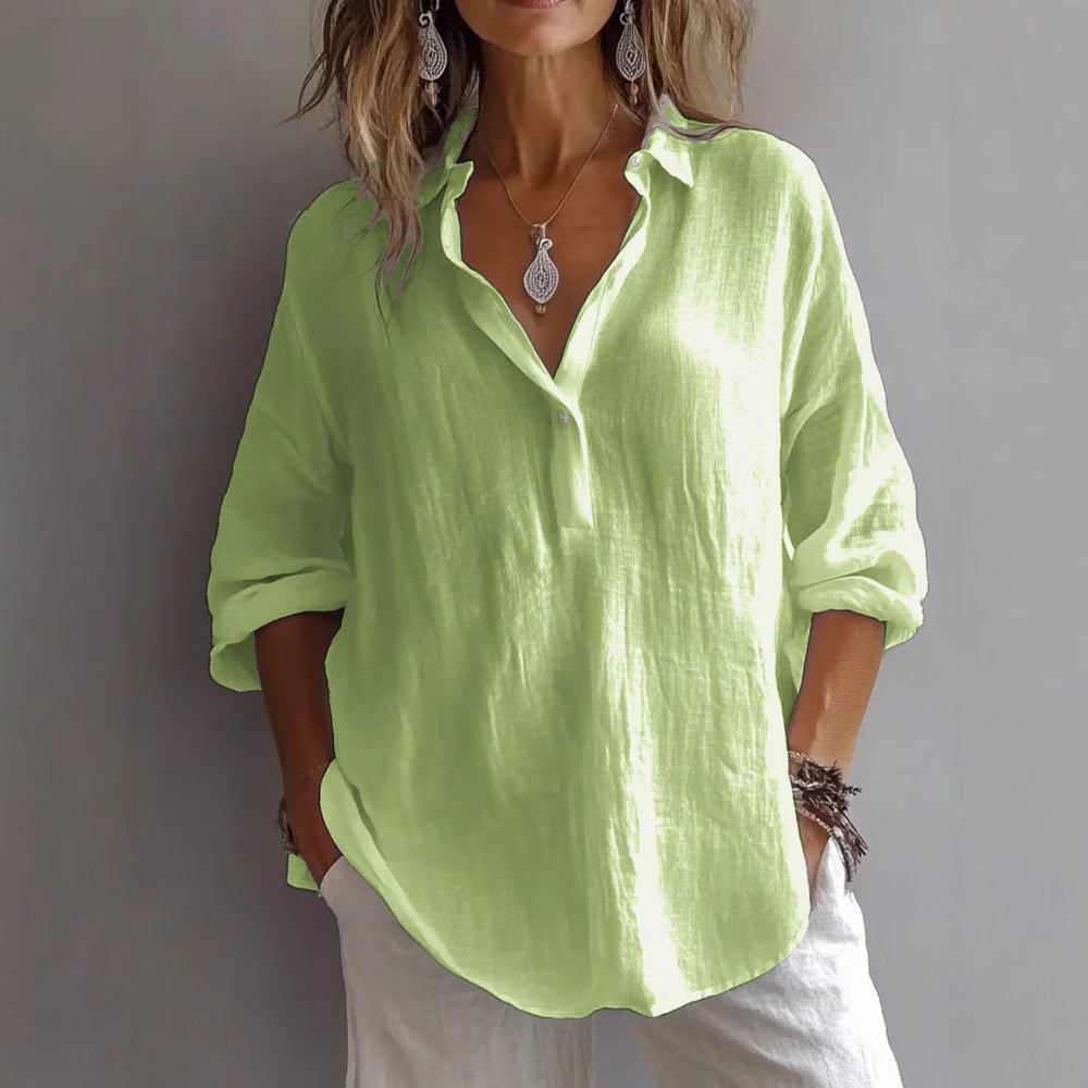 Damen Bluse mit Knöpfen Lockere Passform Weiß Eveloria