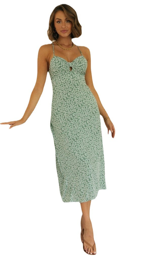 Damen Midikleid Spaghettiträger Herzförmiger Ausschnitt Eveloria