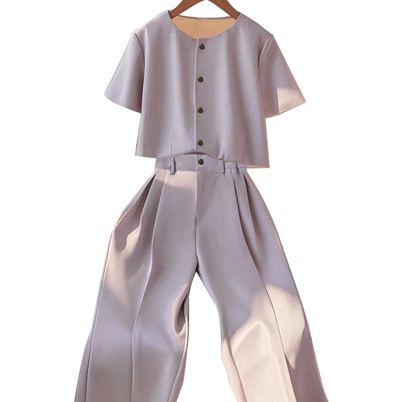 Damen Set Kurzes Oberteil Elegant Hose Eveloria