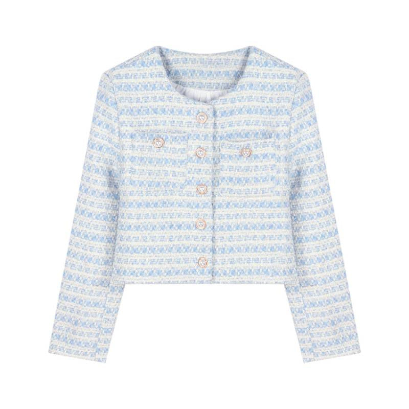 Damen Tweedjacke mit Perlenknöpfen Eveloria